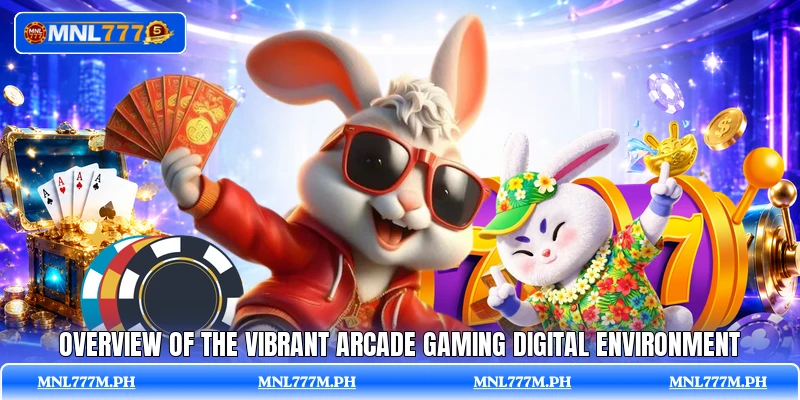 Overview of the vibrant arcade gaming digital environment