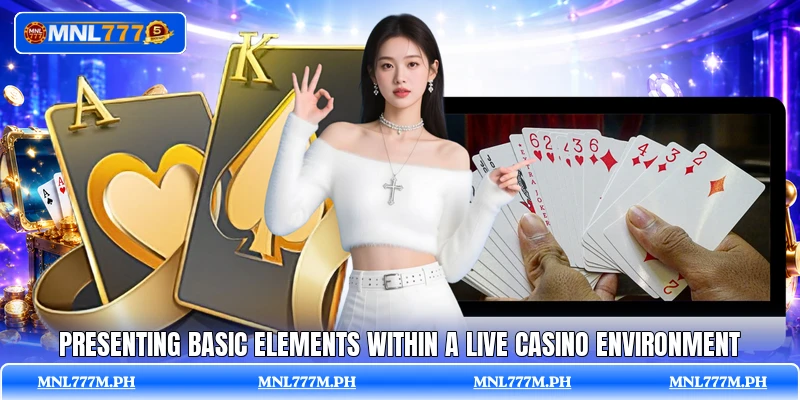 Presenting basic elements within a live casino environment